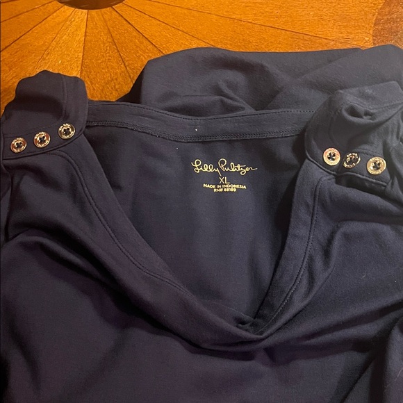 Lilly Pulitzer Dresses & Skirts - Lilly Pulitzer Dark Blue Top with Shoulder Buttons